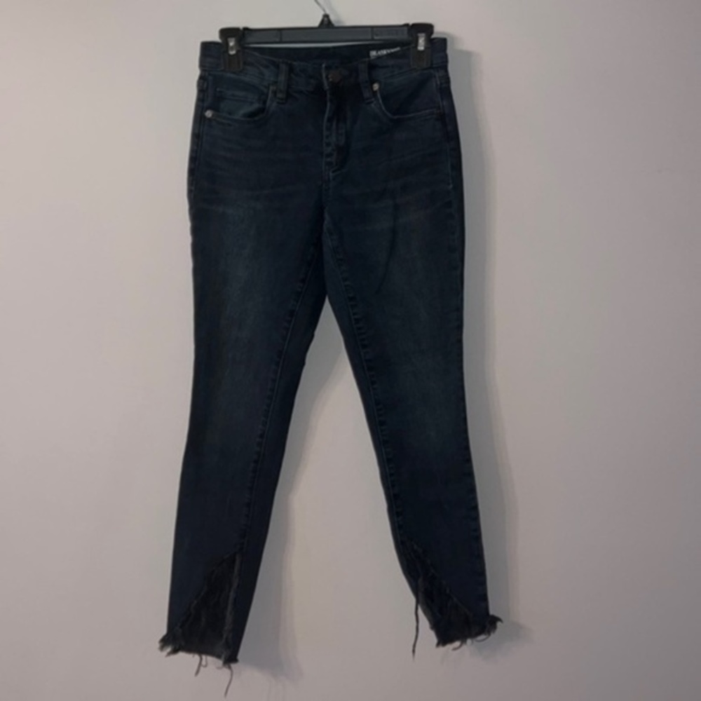 Black [BLANKNYC] the bond 25 jeans mid rise skinny with ripped flares on bottom
